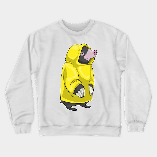 Mole Raining Raincoat Crewneck Sweatshirt by Markus Schnabel